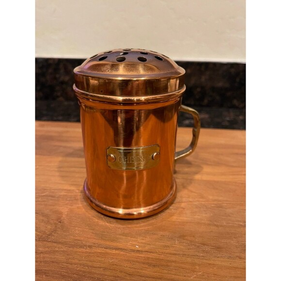 Solid Copper Cheese Shaker Brass Handle and Plaque - Picture 1 of 7